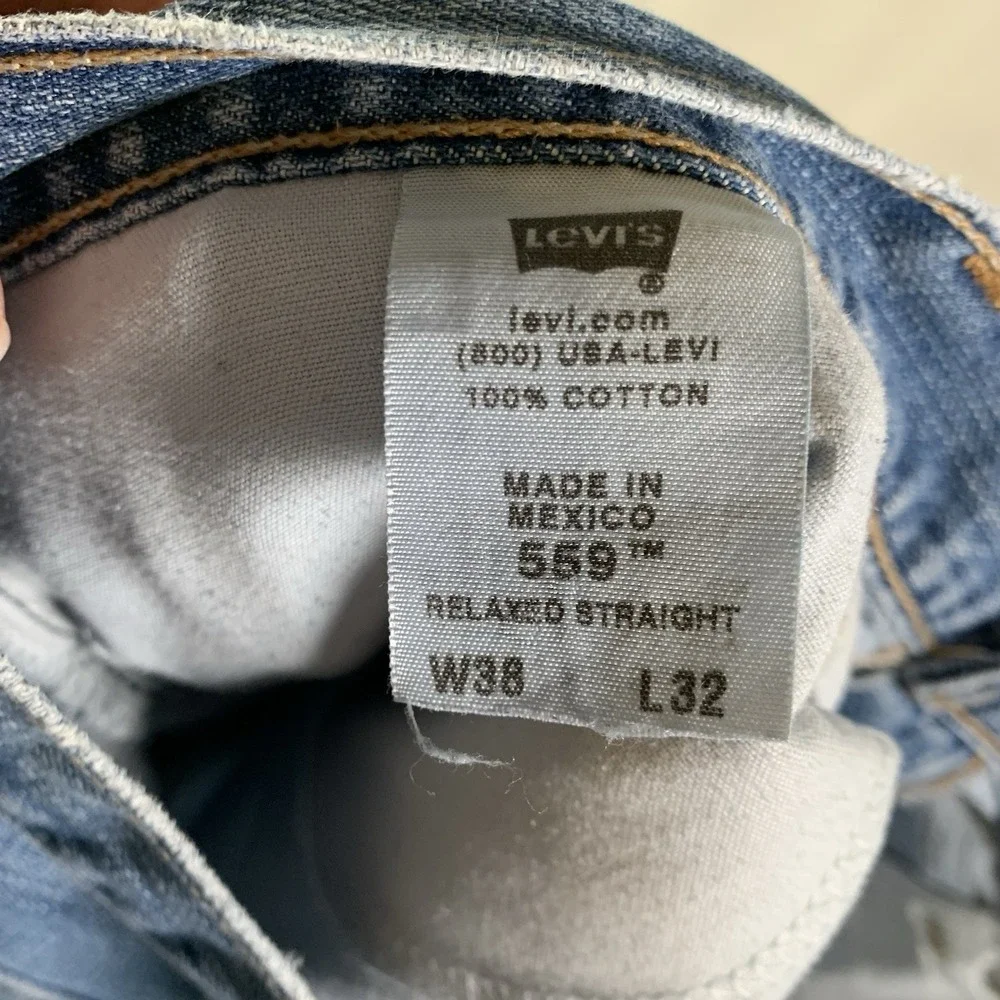 Vintage Levis 559 Jeans Mens 38x32 Blue Relaxed Straight‎ Denim Medium Wash